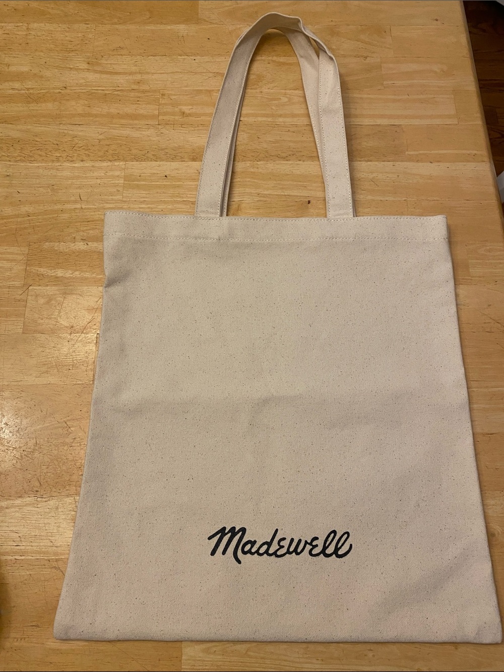 Madewell Canvas Tote in Cream with Black Logo NWOT Sturdy. Abt 14x15.5